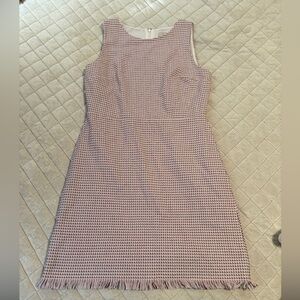 LOFT Textured Sleeveless Dress in Pink and White